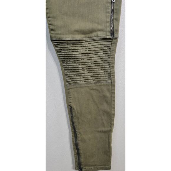 Paige Jeans Womens Size 32 Olive Green Jeans Zipper Accents Punk Grunge Skater - Picture 6 of 8